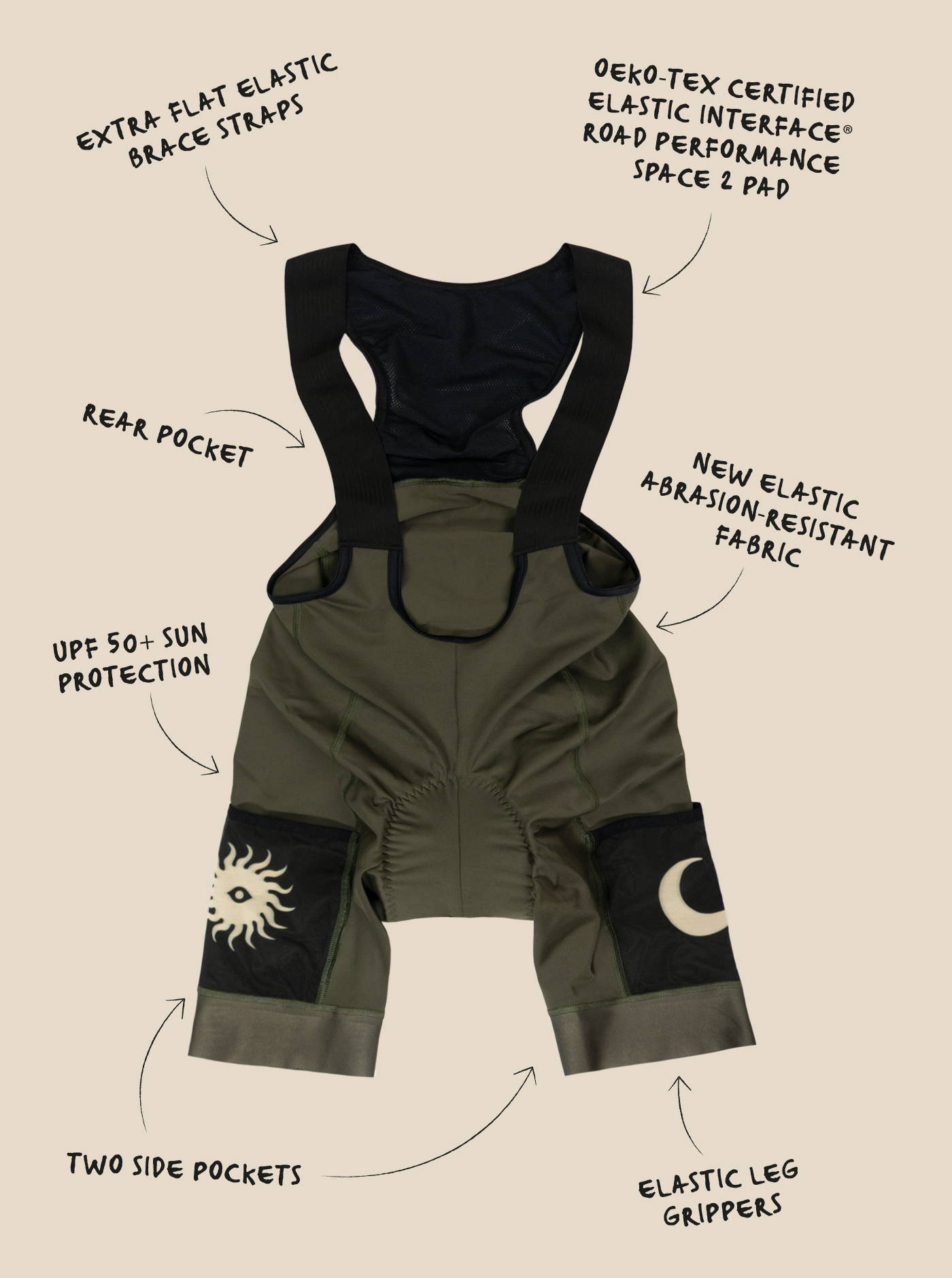 Women's Cargo Bib Shorts - Olive