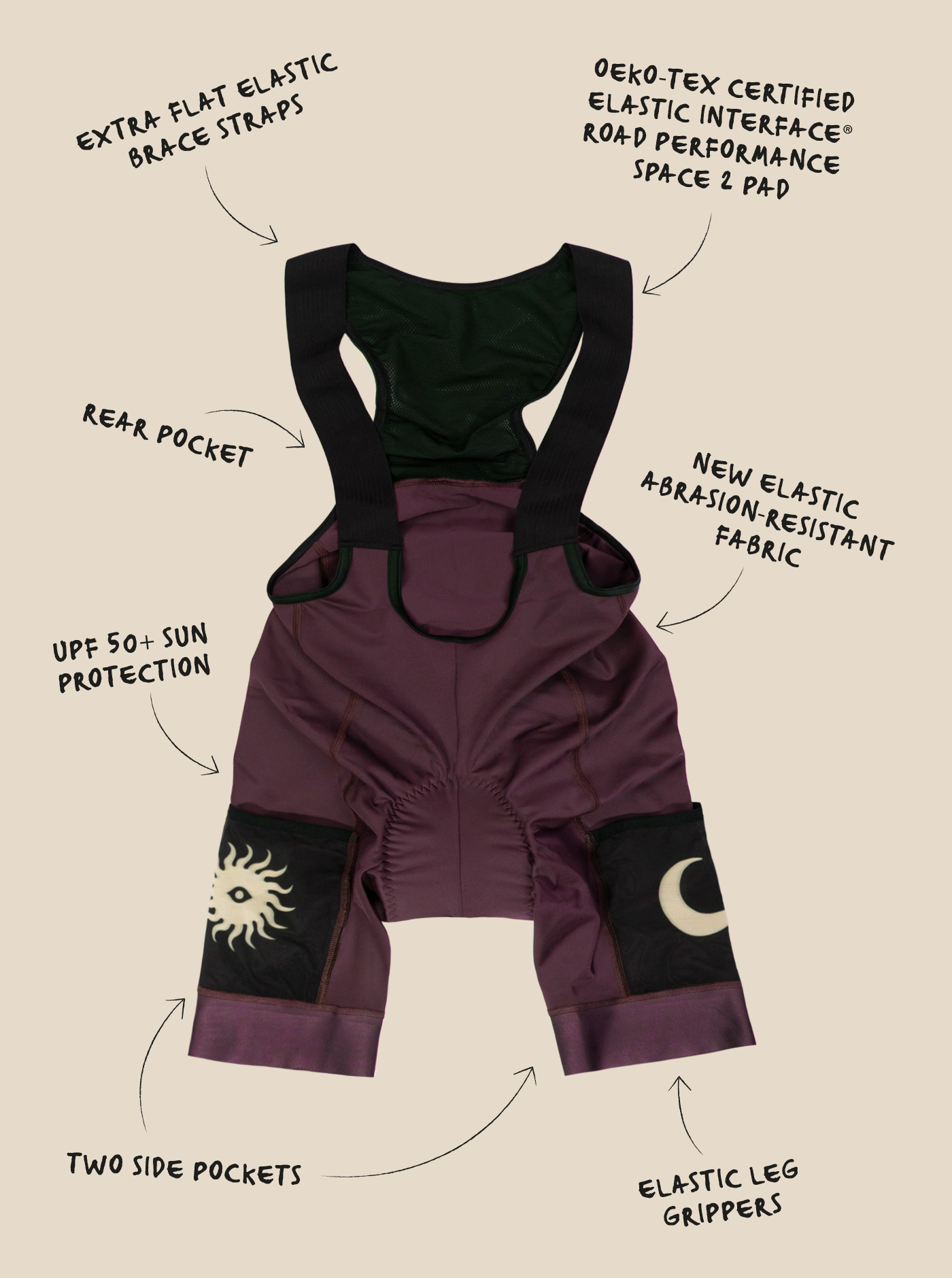 Women's Cargo Bib Shorts - Plum