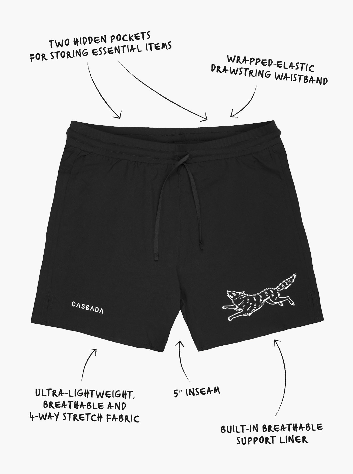 Wolf Running Shorts - Black