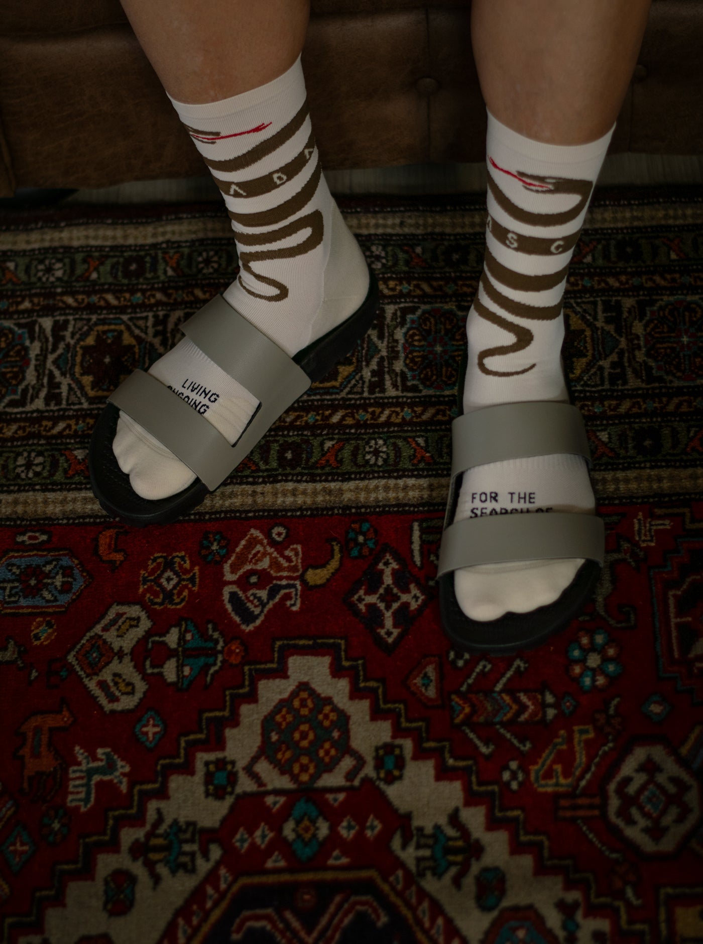 Cross Socks - Snake Cream/Olive