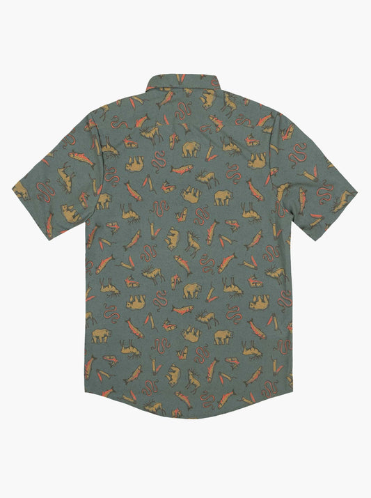 Howling Button Up Shirt - Wild Wander - Riverbed