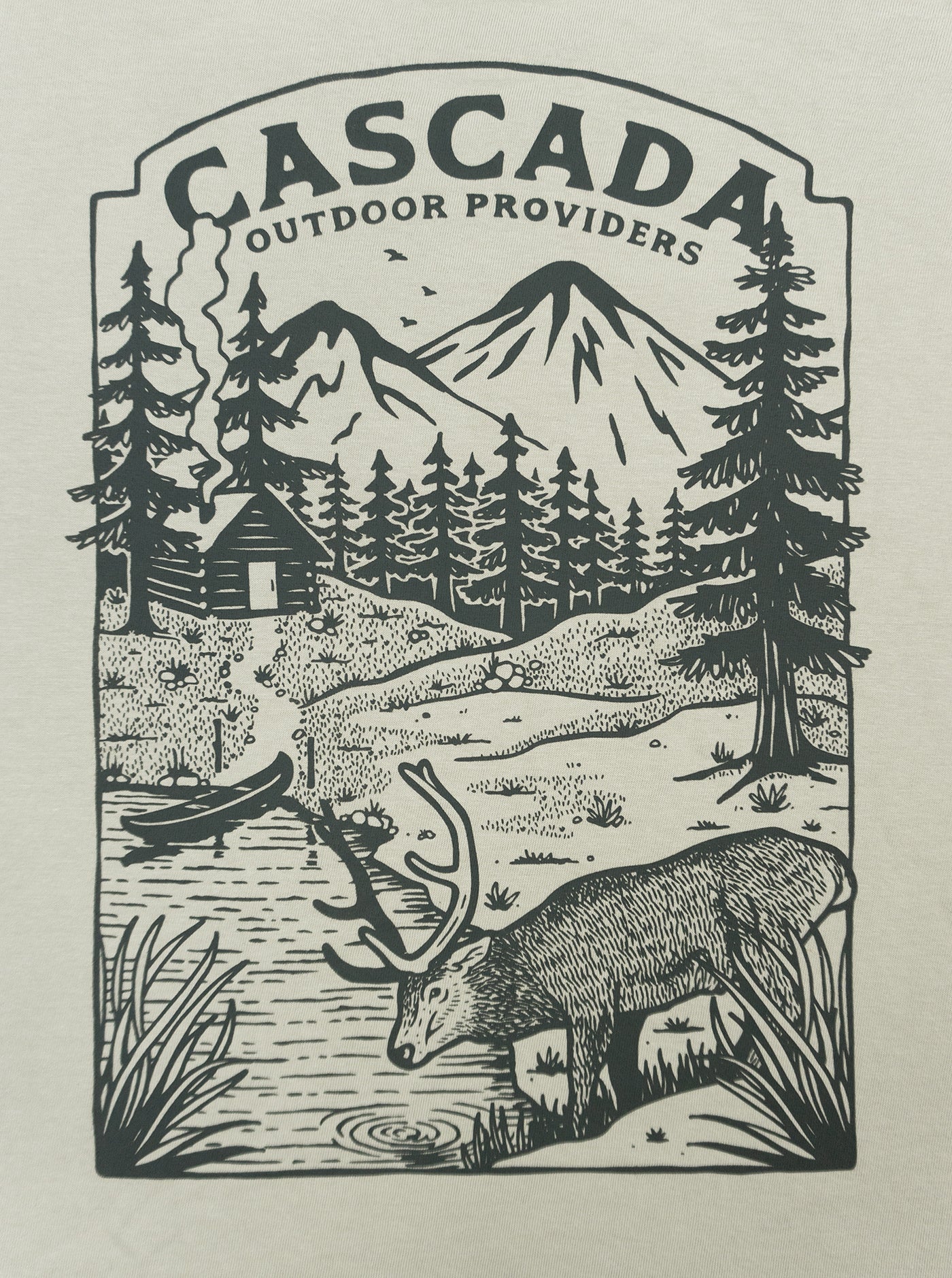 Cotton Unisex T-Shirt - At The Cabin - Dusty Green