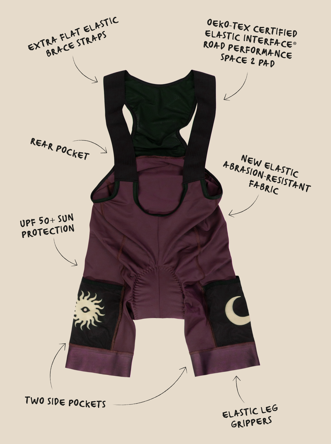 Cargo Bib Shorts - Plum