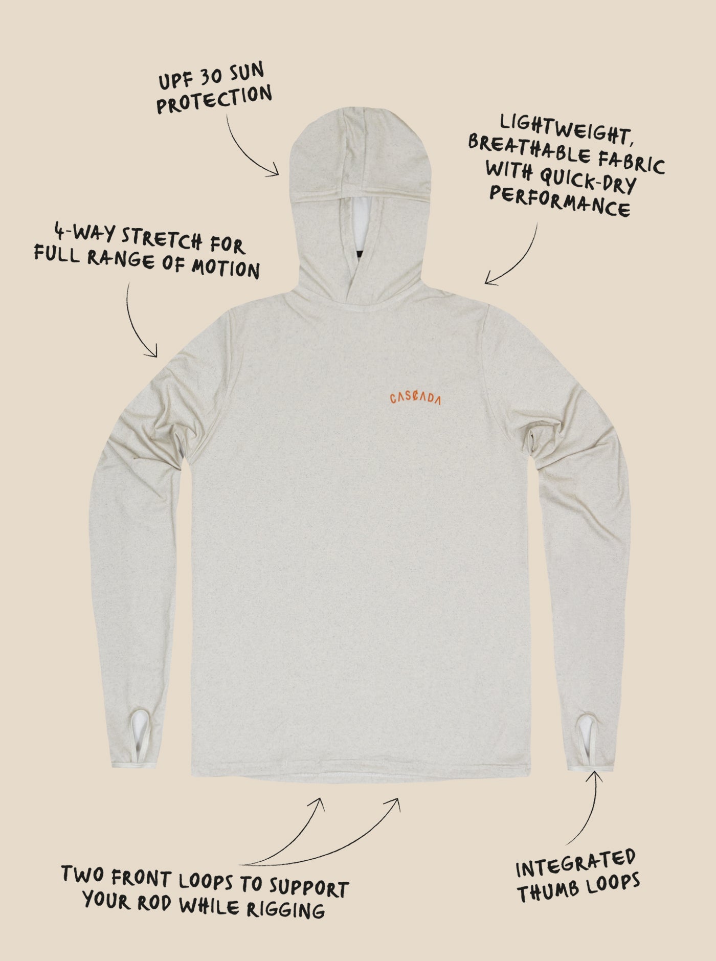 Trail T-Shirt Hoodie - Bone