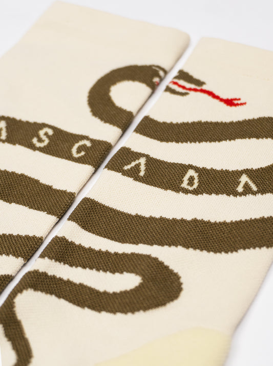 Cross Socks - Snake Cream/Olive