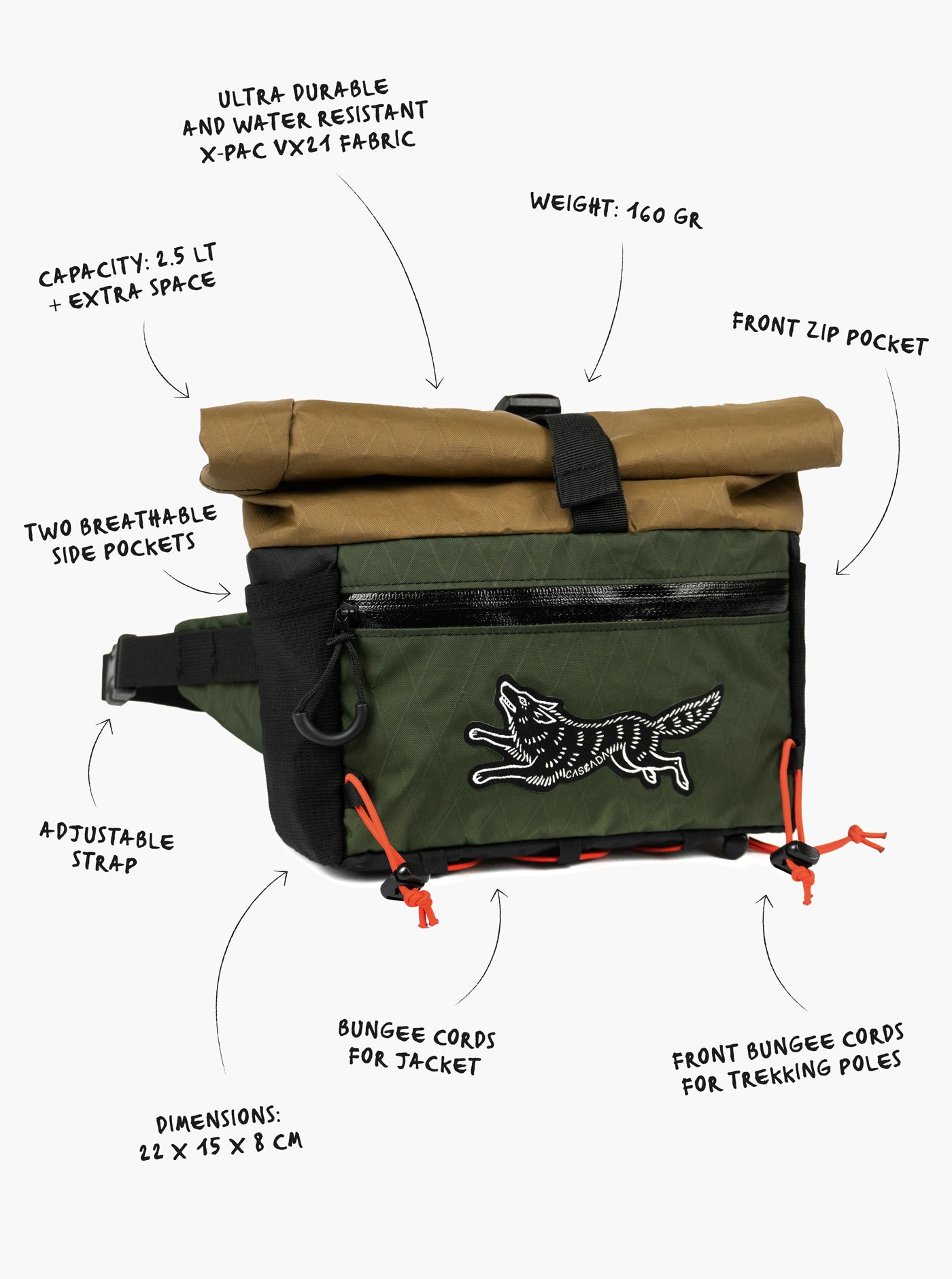 Jaunt Roll-Top Hip Pack - Olive/Coyote