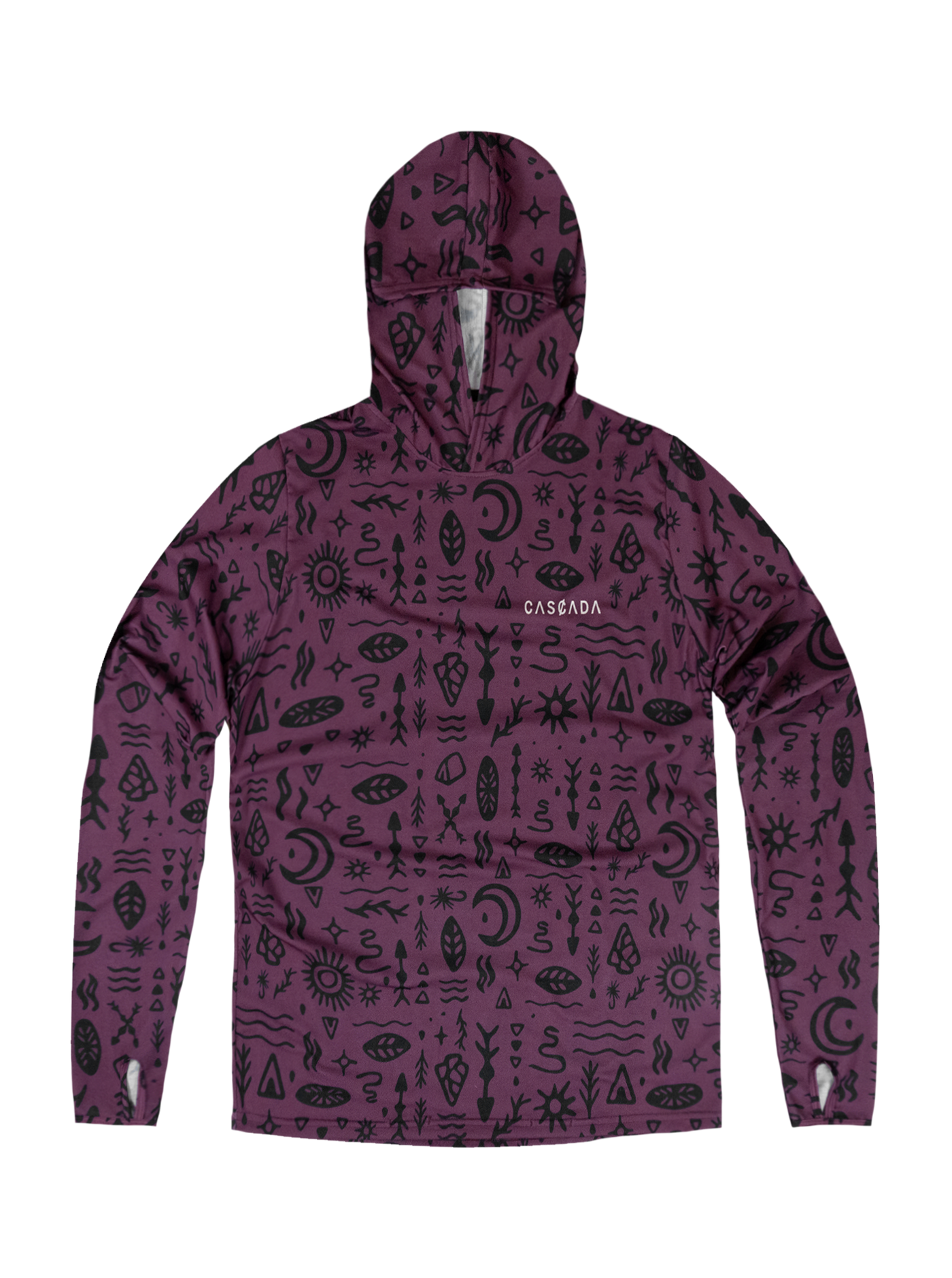 Trail T-Shirt Hoodie - Woodcut - Plum