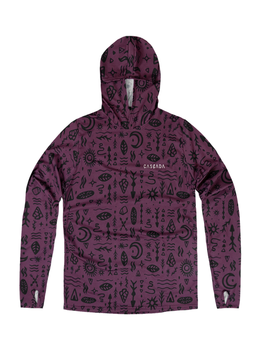 Trail T-Shirt Hoodie - Woodcut - Plum