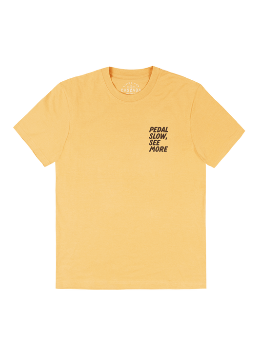 Cotton Unisex T-Shirt - Pedal Slow, See More - Golden Wheat