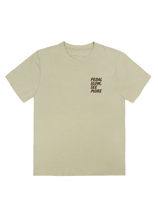 Cotton Unisex T-Shirt - Pedal Slow, See More - Dusty Green