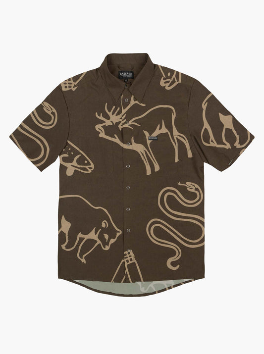Howling Button Up Shirt - Forest Forge - Brown