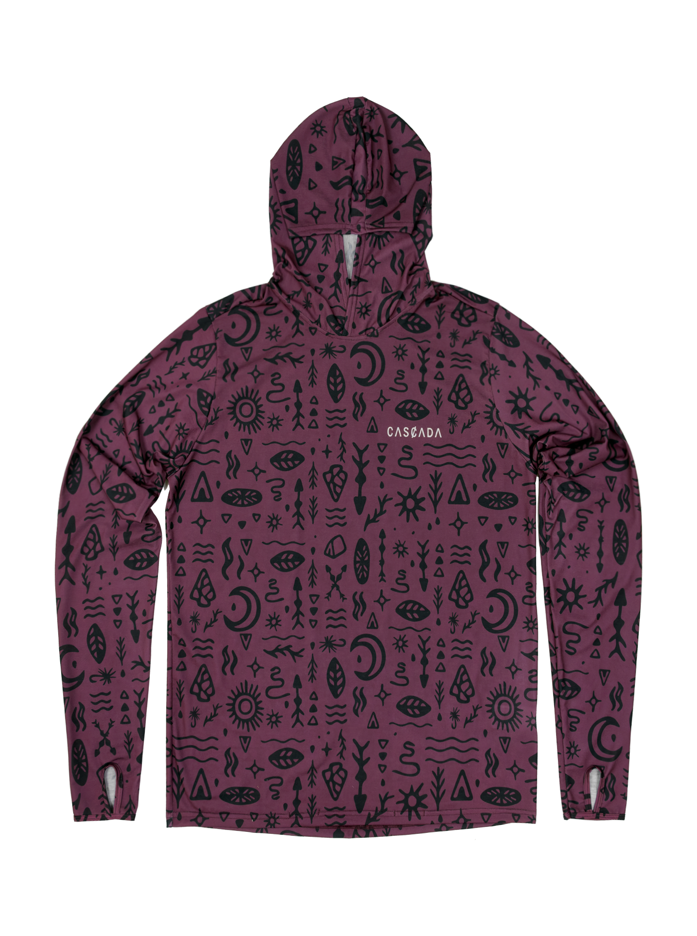 Trail T-Shirt Hoodie - Woodcut - Plum