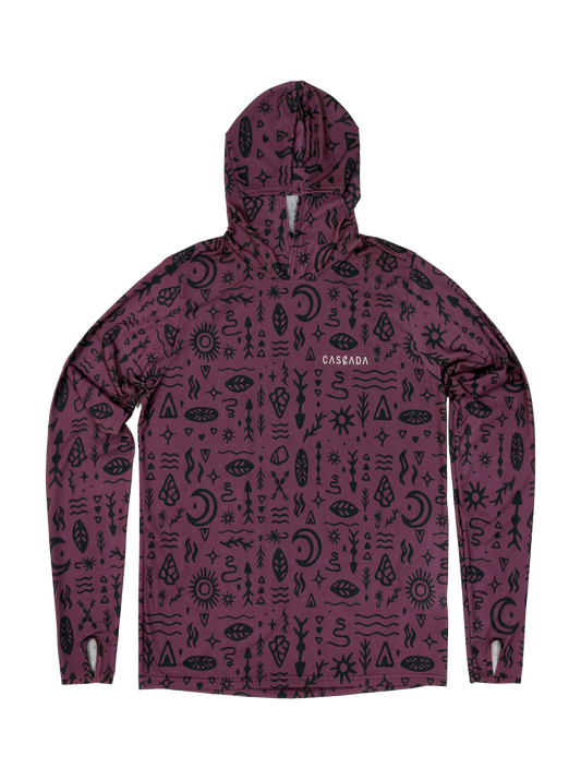 Trail T-Shirt Hoodie - Woodcut - Plum
