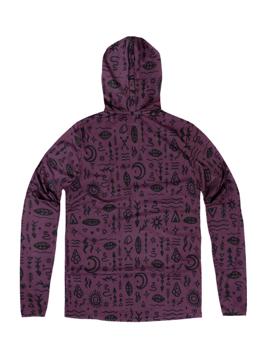 Trail T-Shirt Hoodie - Woodcut - Plum