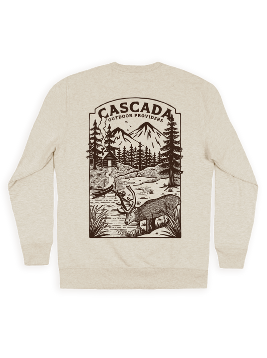 Unisex Classic Crew - At The Cabin - Heather Grey