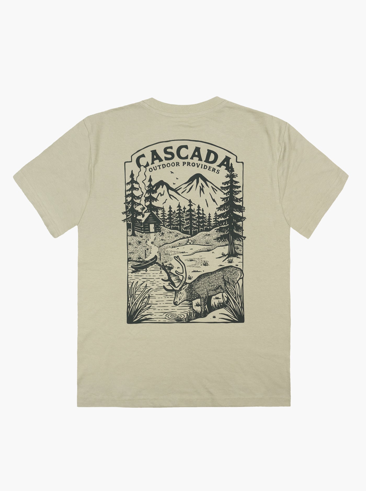 Cotton Unisex T-Shirt - At The Cabin - Dusty Green