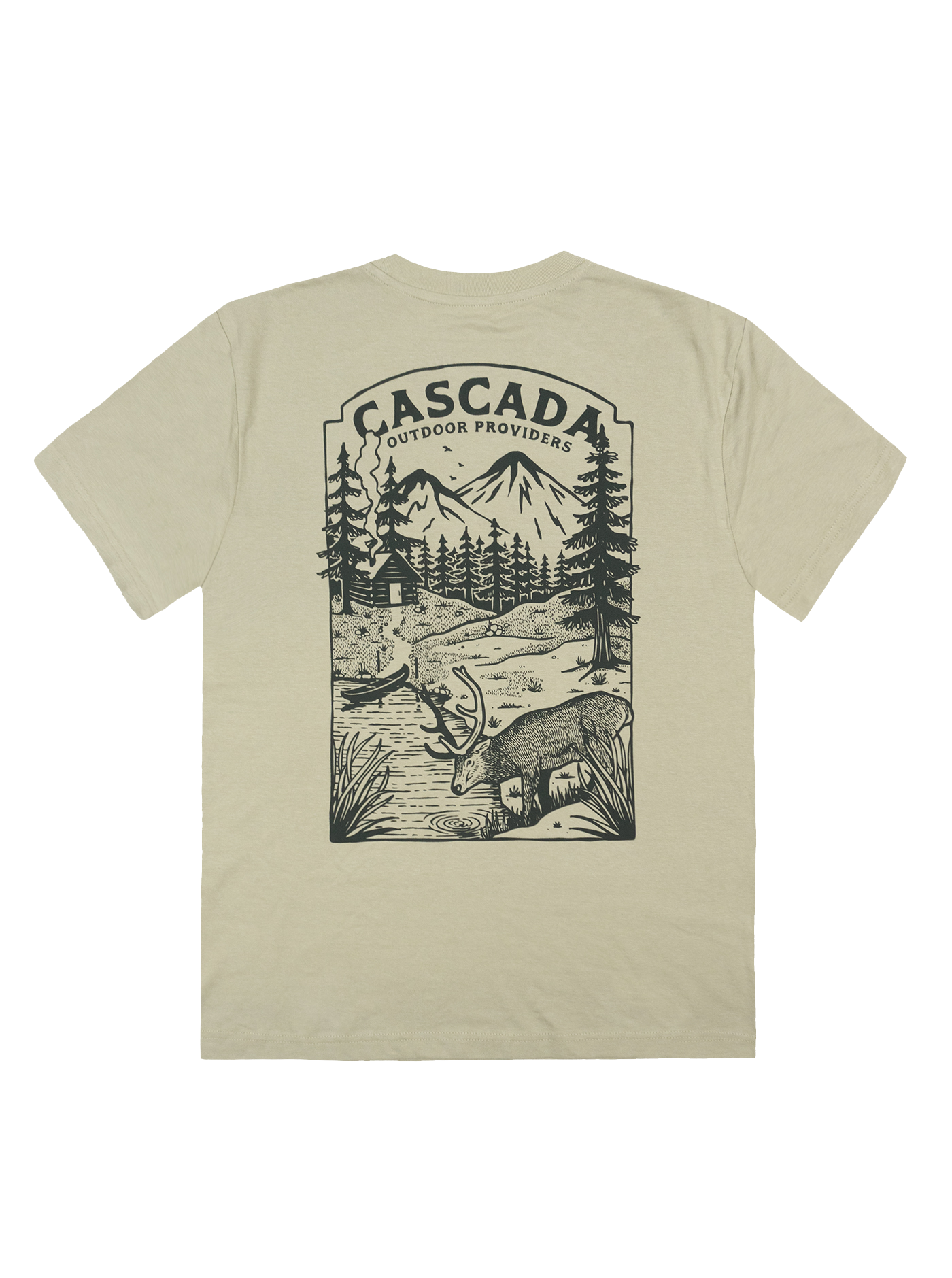 Cotton Unisex T-Shirt - At The Cabin - Dusty Green