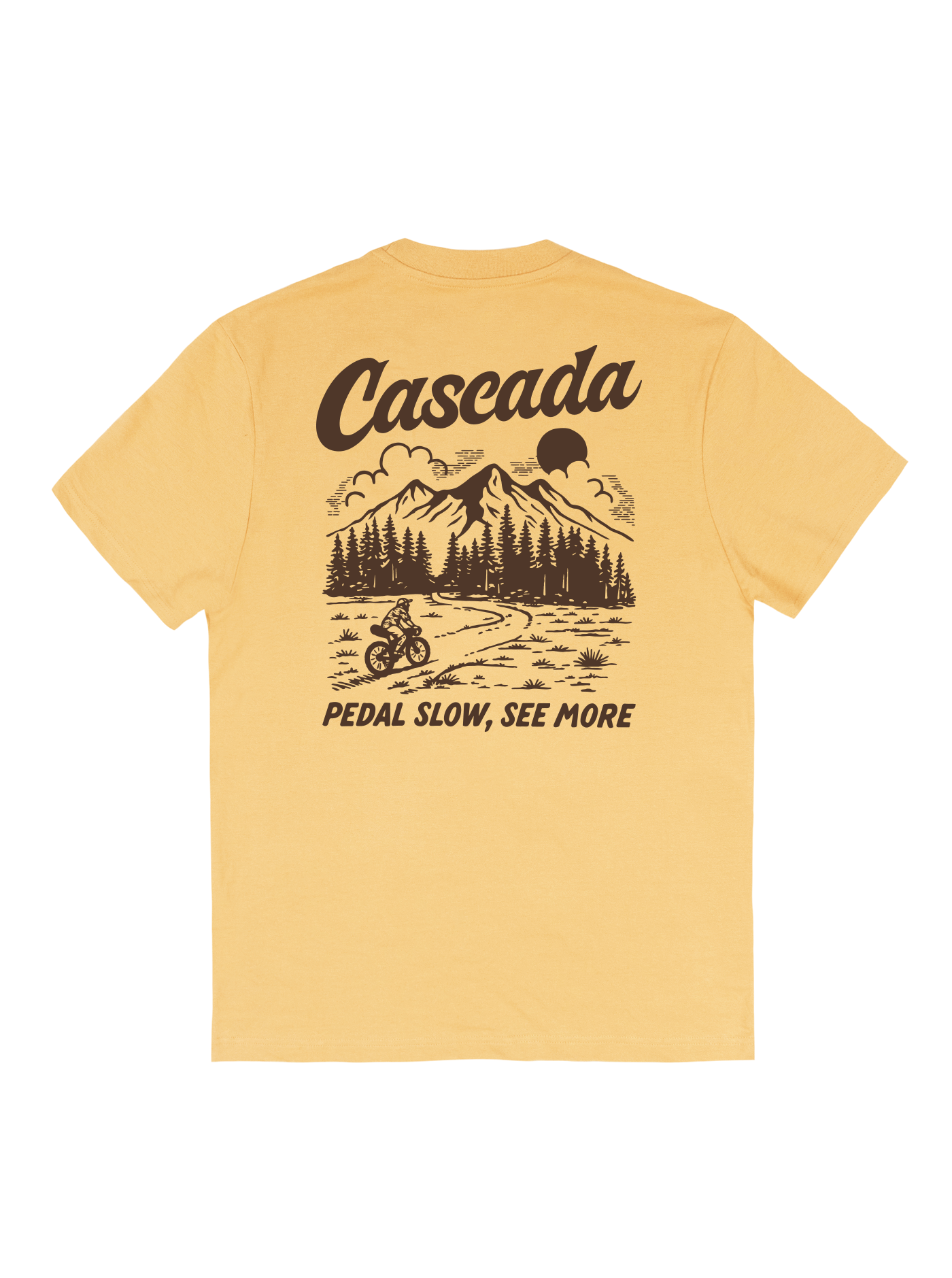 Cotton Unisex T-Shirt - Pedal Slow, See More - Golden Wheat