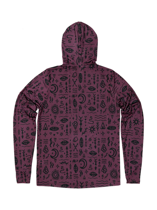 Trail T-Shirt Hoodie - Woodcut - Plum